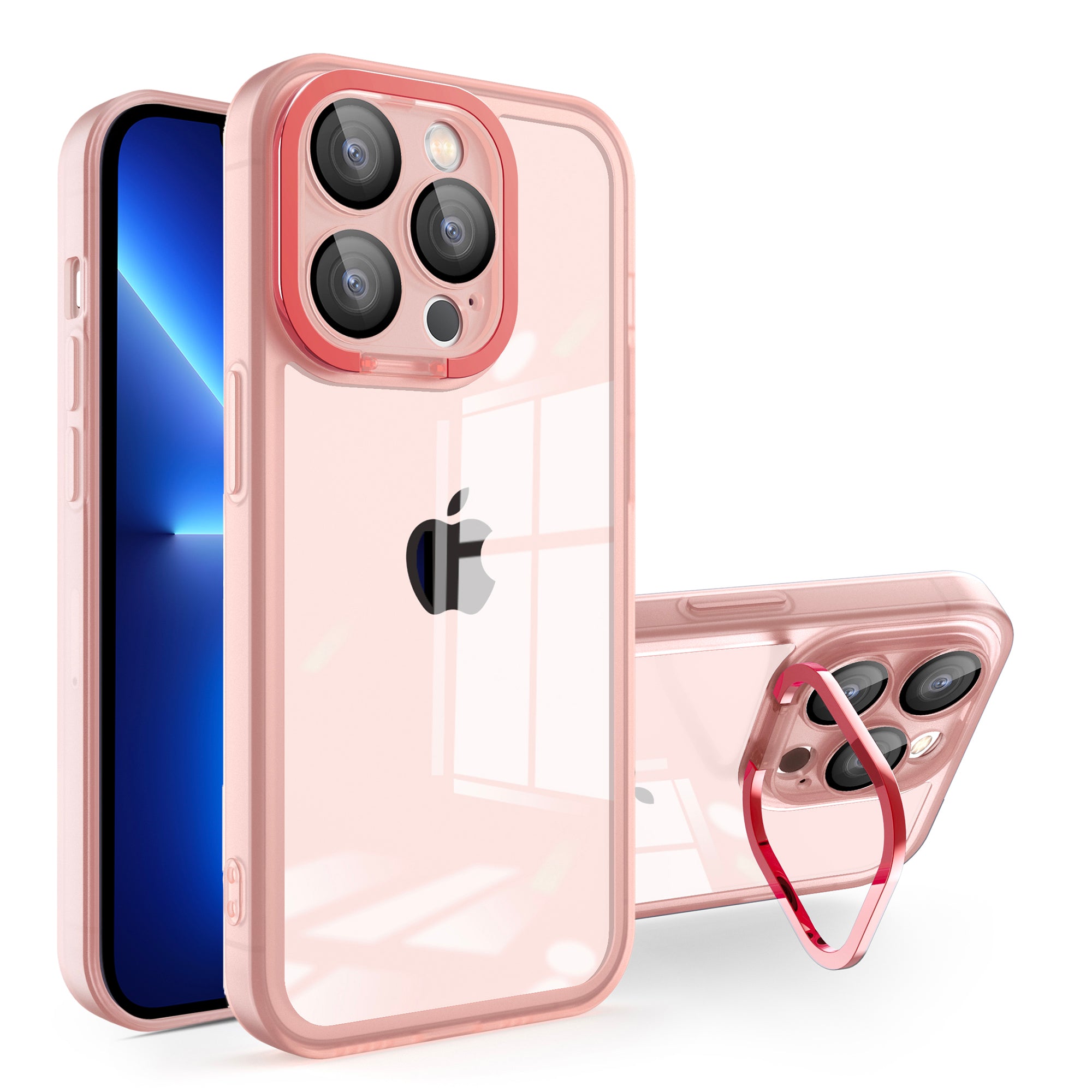 For iPhone 13 Pro Max Matte Clear Phone Case Acrylic+PC+TPU Kickstand Cover with Glass Lens Film For iPhone 13 Pro Max Matte Clear Phone Case Acrylic+PC+TPU Kickstand Cover with Glass Lens Film